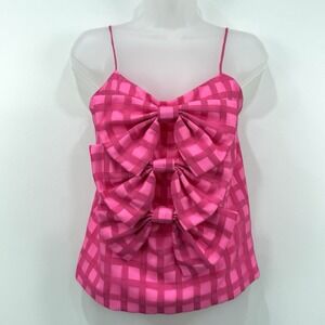 Neubyrne Barbara Bow Cami XS Pink Barbiecore Glam Party Coquette Lattice Preppy
